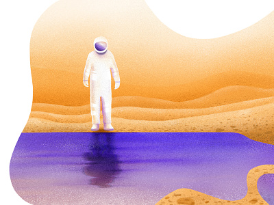 Water on Mars brush color colors design digital gradient graphic illustration mars mountain shadow space spaceman texture water