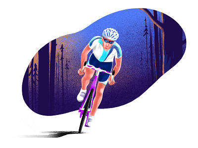 Cyclist bicycle color cyclist design forest grain graphic health illustration man nature procreate procreate app shadow speed sport texture trees way wood