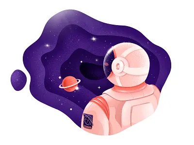 Hero belka brush color design digital display gradient grain graphic hero illustration look planet procreate shadow space spaceman stars style texture