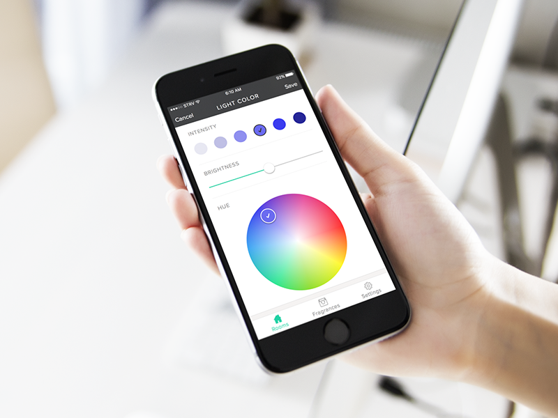 Pura Scents - Light Color Settings air clean ios clean ios app freshener internet of things iot pura scents smart device strv strvcom white ios white ui
