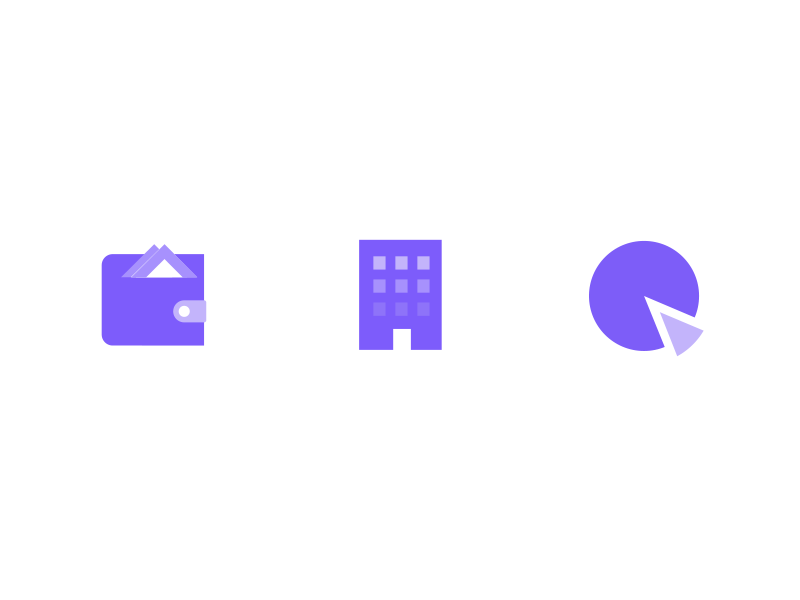 Rich Uncles - Icons Vol.1 building icon chart icon finance app finance website flat animation flat icons icons icons animation landing page rich uncles wallet icon