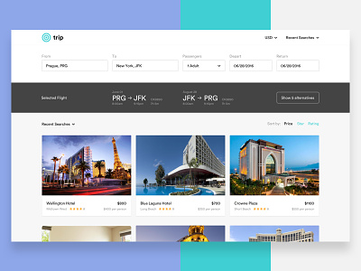 Trip - Browse Hotels airlines book a hotel booking destination flight hotel hotels photo grid search tickets travel trip