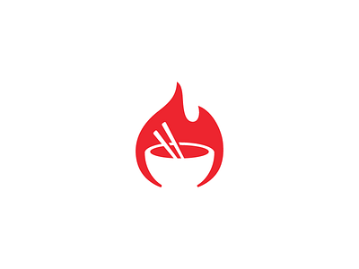 Flame + Rice Bowl bowl broiler chop flame icon logo mark negative rice sticks