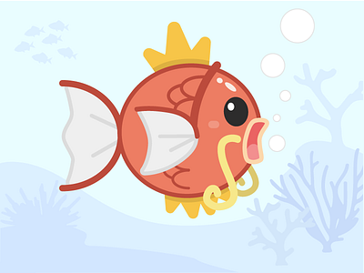 Magikarp design fish fishing illustration ocean pokemon waterfall