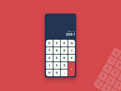 Simple Calculator UI Design app design blue calculator color colours design mobile design number app pallate red simple ui deisgn