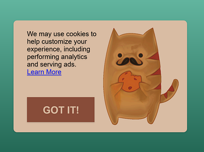 Daily UI #016 - Pop-Up / Overlay affinity designer affinitydesigner cat cookie cookies cute animal daily daily 100 challenge daily ui dailyui dailyuichallenge enable gimp learn more mustache ui ux vector