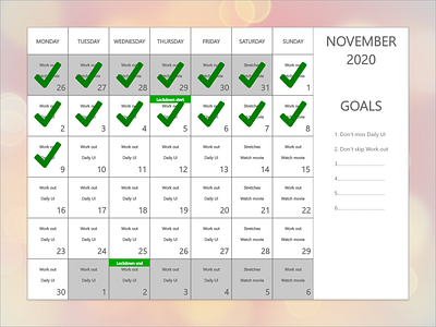 Daily UI #038 - Calendar adobe adobe xd adobexd calendar calendar app calendar design calendar ui calender daily daily 100 challenge daily ui dailyui dailyuichallenge design lockdown november planner planners ui ux