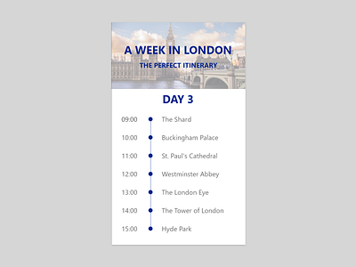 Daily UI #079 - Itinerary adobe adobe xd adobexd attraction daily daily 100 challenge daily ui dailyui dailyuichallenge design explore itinerary london tourism tourist touristic tourists travel ui ux