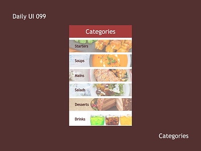 Daily UI #099 - Categories adobe adobe xd adobexd app categories category daily daily 100 challenge daily ui dailyui dailyuichallenge design food food menu food order food ordering menu order ui ux