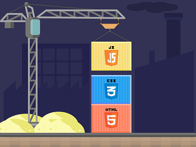 Web Dev Illustration affinity affinity designer construction crane css design graphic design html illustration js shipping containers vector vector art web dev web dev illustration webdev