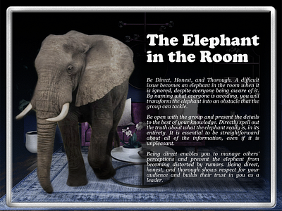 Elephant in the Room address affinity affinity photo design elephant elephant in the room graphic graphic design help issue photo photo editing photo manipulation photoshop problems room science self help text ui
