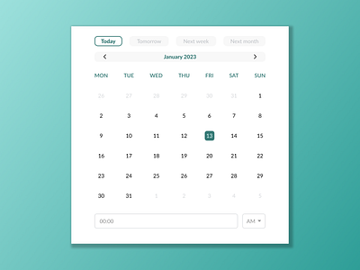 Calendar 2023 app application calendar color cyan date design graphic graphic design green light blue minimal months numbers simple teal ui ux year