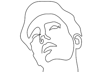 Man portrait black boy contour design digital art hand drawn illustration isolated line art man portrait