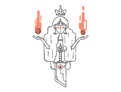 Princess with a sword anime digital illustration fire flat illustration illustration art illustrator lineart linework tattoo vector