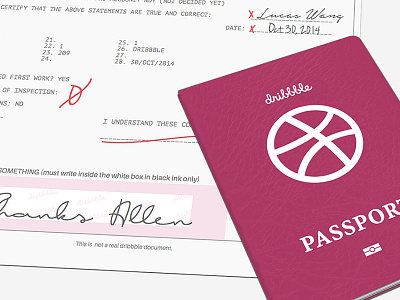 Dribbble landing paper and passport