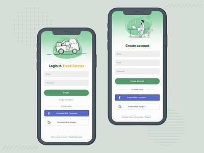 Sign In / Sign Up Screen 3d create account design illustration log in mobile app sign in sign up screen signin truck services ui