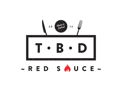 TBD updates adam rossi brand branding detroit fire flame fork hot knife logo pasta sauce tbd utensil