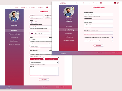 Personal account for volunteer for Skarb NGO 365 daily challenge design profile page ui ux