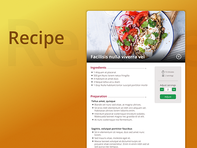 DailyUI Challenge 040 - Recipe daily 100 challenge dailyui dailyui 040 dailyuichallenge recipe recipes ui ui design web design webdesign website website design