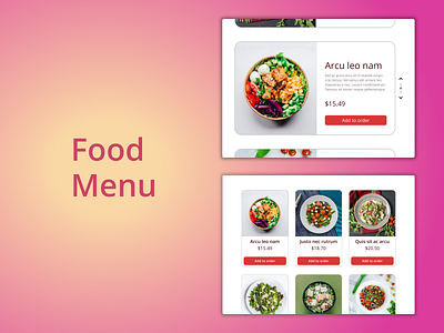 DailyUI Challenge 043 - Food Menu daily 100 challenge dailyui dailyui 043 dailyuichallenge food menu menu menu card ui ui design web design webdesign website design