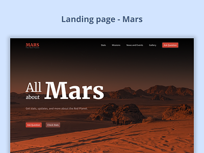 Mars - Landing Page landing page landing page design landing page ui planet mars ui ui design web design website website concept website design