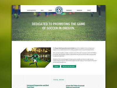 OASA website: quick mockup oasa oasa website oregon adult soccer association soccer website web design web ui website mockup