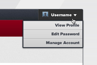 Account Options Menu ui web app