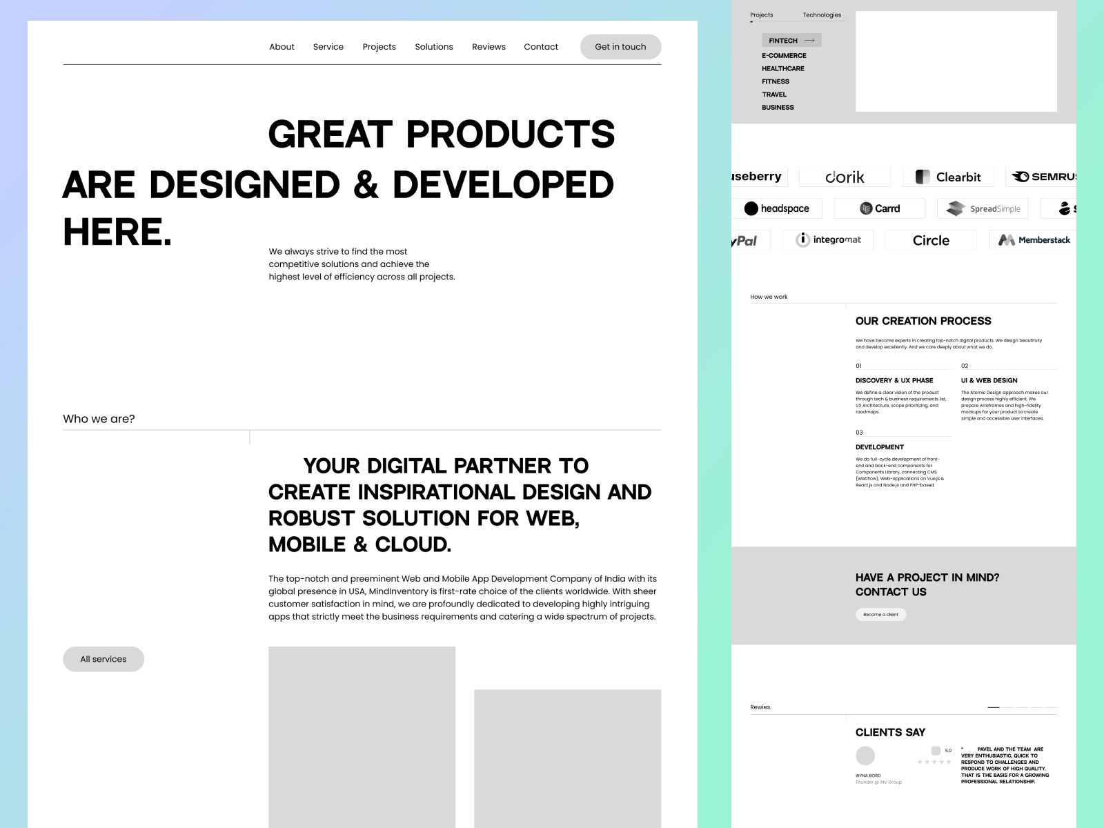 Design and development company animation branding company design development gradients graphic design illustration landing page logo typography ui uiux uxui vector