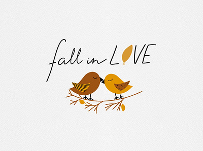 fall in LOVE autumn clipart cute engagement card fall greeting card illustration lettering love save the date