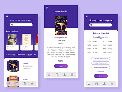 Click and collect library book bookstore designer figma library mobile app ui ux