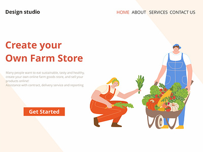 Landing page for web а couple of farmers