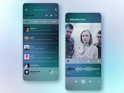 DailyUI009 | Music player application concept dailyui dailyui009 dailyuichallenge dart theme design figma gradient mobile mobile app music player music player design player player app ui ui design uiux