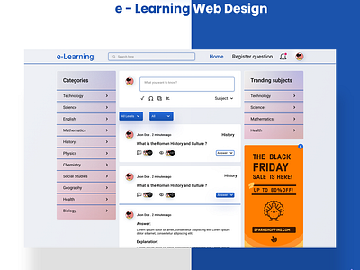 E-Learning Website UI Design al hasan raju alhraju design education elearning figma graphic design home page illustration landing page mobile app design mobile ui ui ui ux ui ux design user interface web ui web ui design website ui design