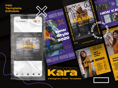 Kara Story & Feed Instagram Template agency business company corporate dark design feed graphic design instagram instagram template interaction modern photoshop psd story story feed story instagram template templatedesign urban