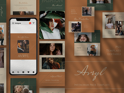 Avryl Story & Feed Instagram Template agency business company corporate design feed graphic design instagram instagram template interaction minimalist photoshop psd story story feed story instagram template vintage