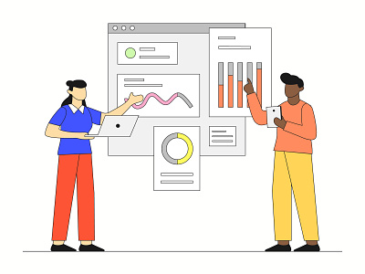 Data Analytic agency analysis analytic business company corporate dashboard data analysis flat icon illustration landing page lineart mobile app presentation scene startup vector vintage website