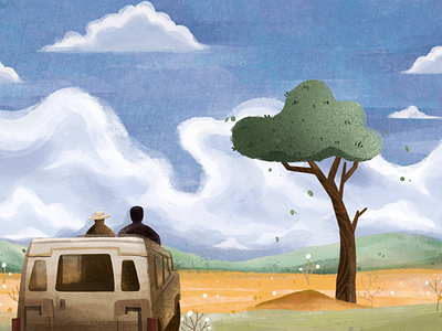 [Movie Memory] The Bucket List car illustration movie sky tree