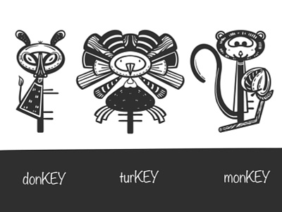 KEY Animals animal donkey illustration monkey thanksgiving turkey