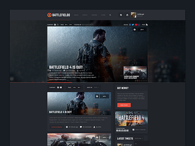 Battlefieldo Site Redesign - Homepage clean detail flat forum game news