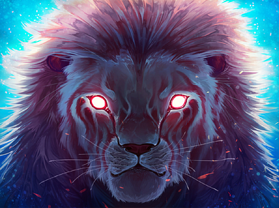 Fuchsia Lion animal colour concept art creative digital art illustration illustration art lion portrait wallpaper