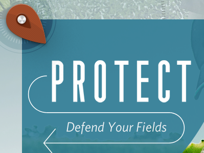 Protect arrow blue type lockup call to action
