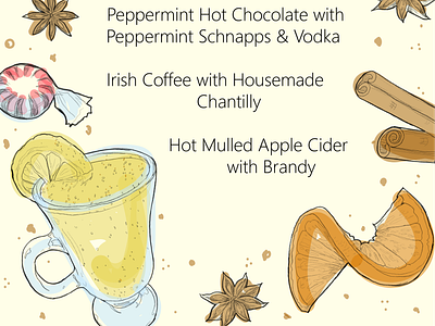Over Easy Restaurant Hot Drinks bar design graphic design illustration illustrator menu restaurant vector