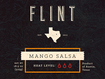 Flint austin duke flint klinic slab label packaging salsa texas texture topographical topography typography