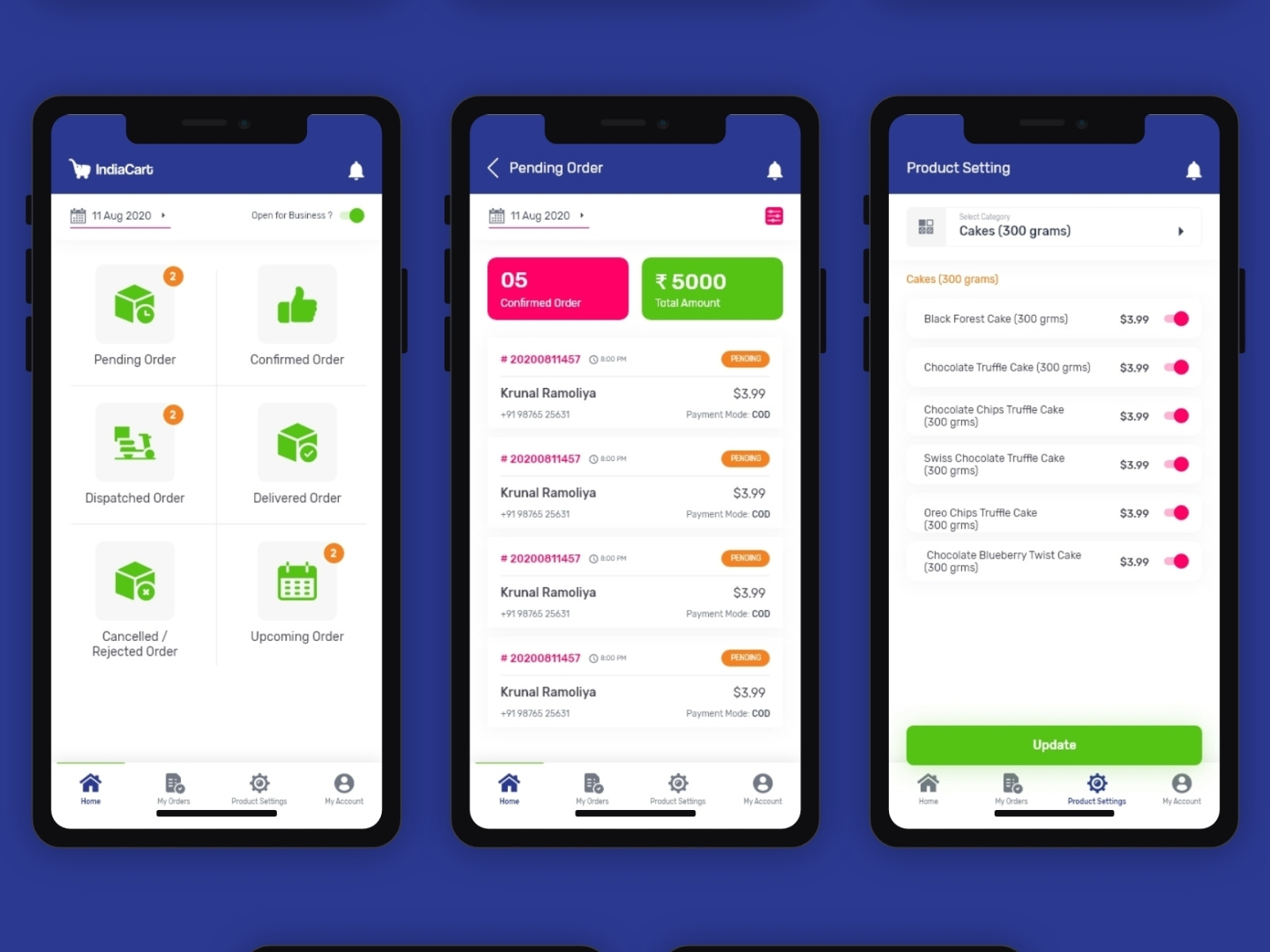 IndiaCart Vendor app UI by FinchUX Studio on Dribbble