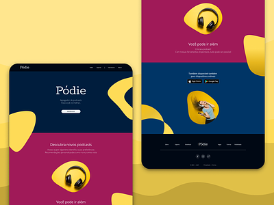 Pódie for podcasts - Landing Page - DailyUI 003 003 branding dailyui design figma landing landing page landingpage ui uidesign ux uxdesign