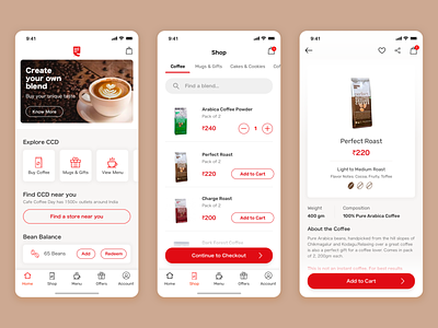 Cafe Coffee Day App Design