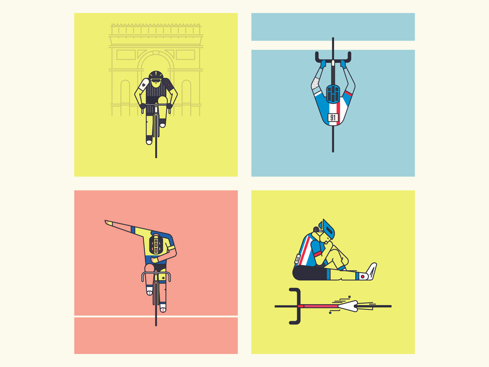 Tour de France 2014 Sketches bikes cycling illustration letour line drawing tdf tour de france vector