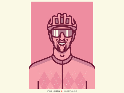 Ryder Hesjedal argyle cycling giro helmet illustration line drawing pink portrait sunglasses vector