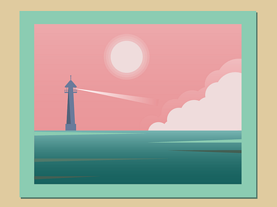 Painting - lighthouse beacon design illustration lighthouse lighthouse at sunset painting picture vector