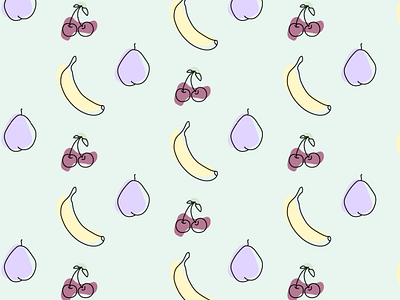 fruit pattern banana cherry design fruit line art pattern summer vector